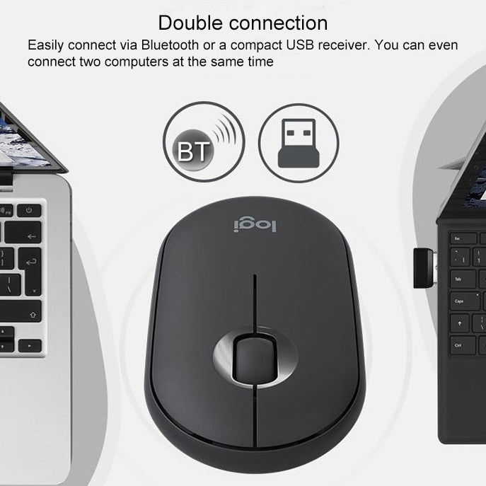 Logitech Pebble Cobblestone Shape Thin bezvadu Bluetooth optiskā pele ar 3 taustiņiem, 1000DPI, bez skaņas, bezvadu diapazons: 10m