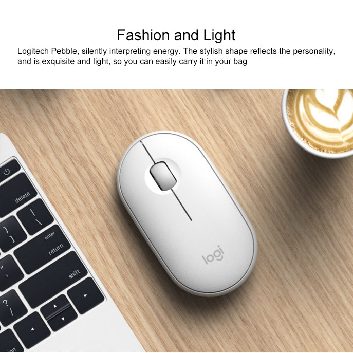 Logitech Pebble Cobblestone Shape Thin bezvadu Bluetooth optiskā pele ar 3 taustiņiem, 1000DPI, bez skaņas, bezvadu diapazons: 10m