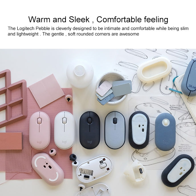 Logitech Pebble Cobblestone Shape Thin bezvadu Bluetooth optiskā pele ar 3 taustiņiem, 1000DPI, bez skaņas, bezvadu diapazons: 10m