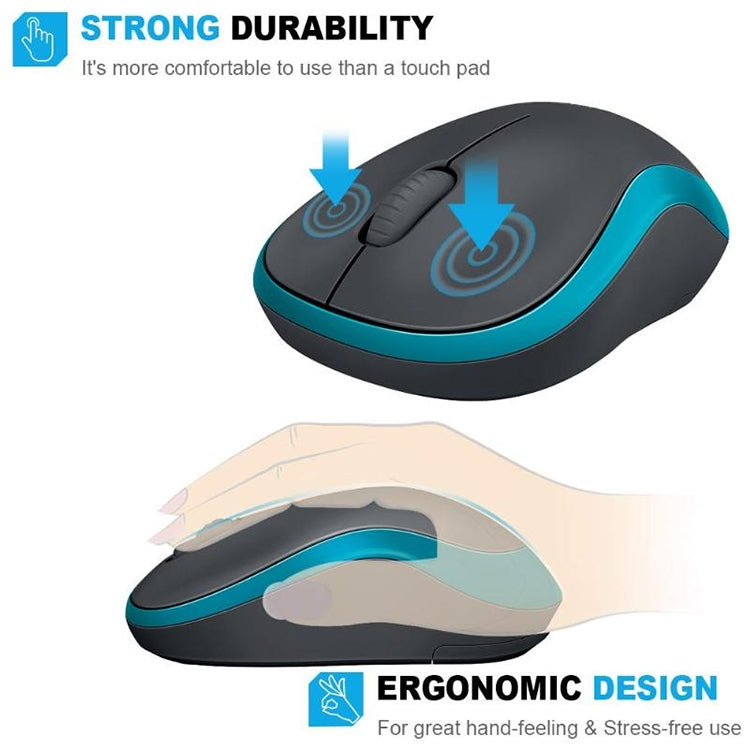 Logitech M186 bezvadu pele, enerģiju taupoša, USB, klēpjdatoram, galda datoram, universāla