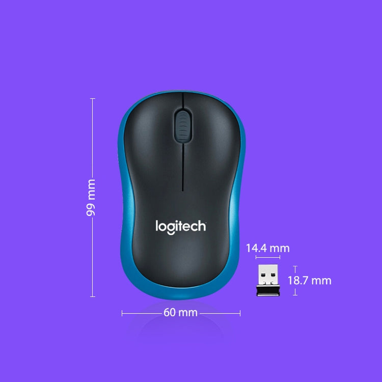 Logitech M186 bezvadu pele, enerģiju taupoša, USB, klēpjdatoram, galda datoram, universāla