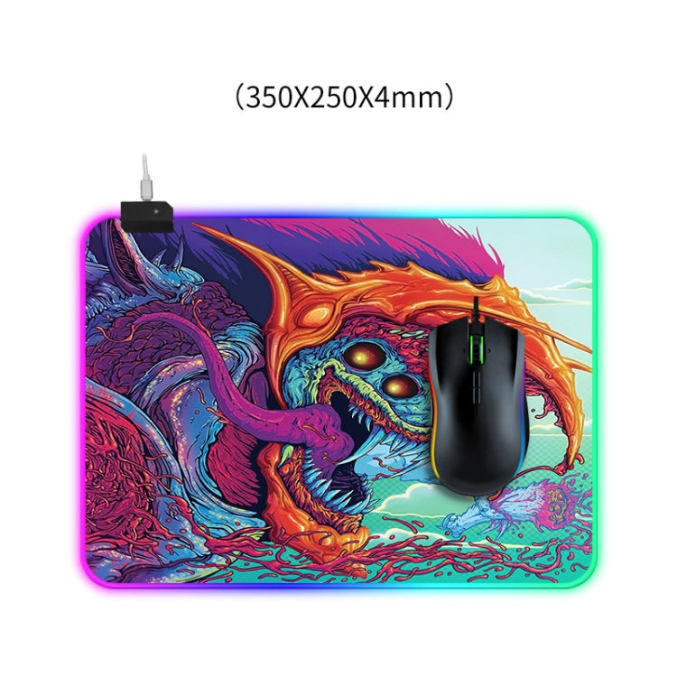 Izgaismots peles paliktnis ar datora monstru rakstu, izmērs: 35 x 25 x 0,4 cm