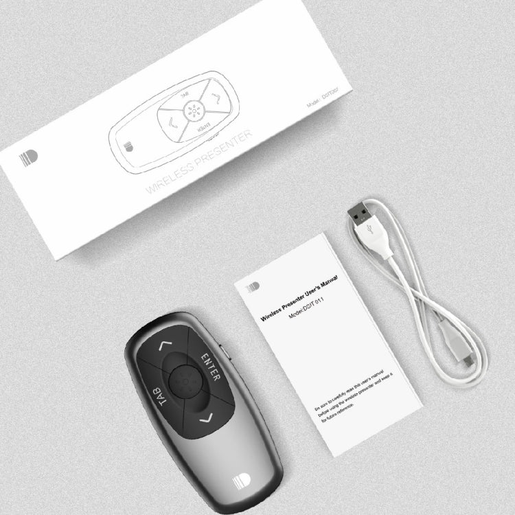 Doosl DSIT011 2,4 GHz mini uzlādējama PowerPoint prezentāciju tālvadības pults, vadības attālums: 100 m (melna)