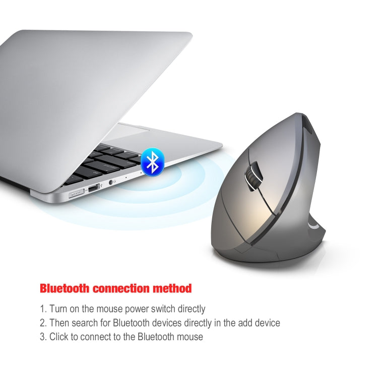 HXSJ T29 Bluetooth 3.0 bezvadu Bluetooth pele ar 6 taustiņiem, 2400 DPI, regulējama ergonomika, optiskā vertikālā pele