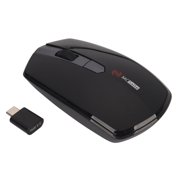 MCSaite MC-369AG USB-C / Type-C 1600DPI Trīs ātrumu regulējama bezvadu optiskā pele ar 4 pogām