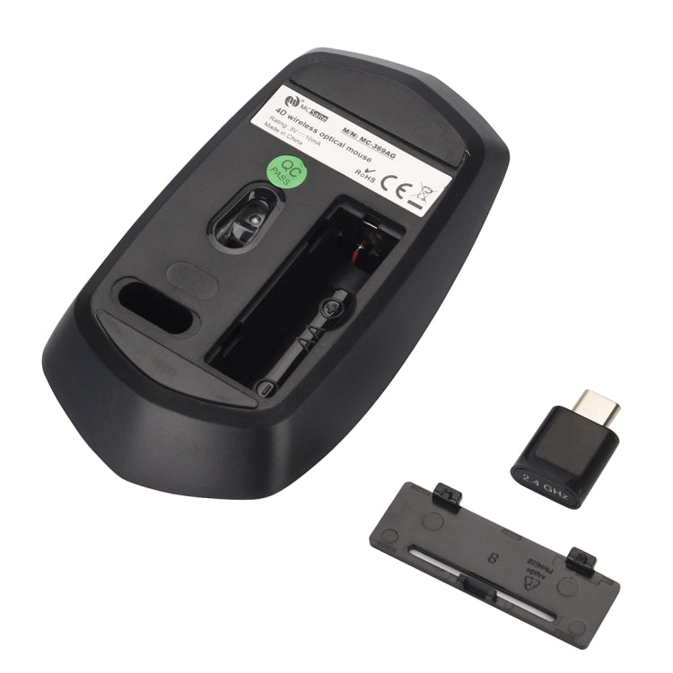 MCSaite MC-369AG USB-C / Type-C 1600DPI Trīs ātrumu regulējama bezvadu optiskā pele ar 4 pogām