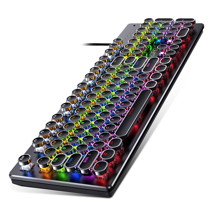 YINDIAO Electroplating Punk Mixed Light USB Mechanical Gaming Wired Keyboard, Tea Shaft