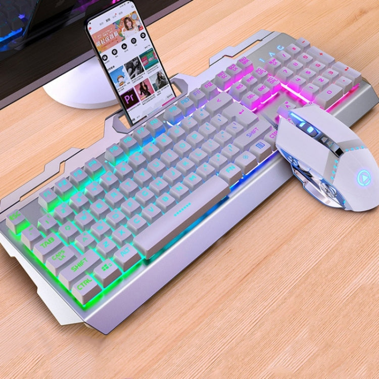 YINDIAO V2 Mechanical Feel Gaming Keyboard Mouse Set (Black Orange Yellow Light)