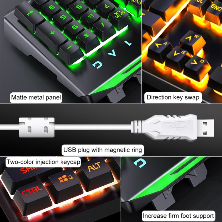 YINDIAO V2 Mechanical Feel Gaming Keyboard Mouse Set (Black Orange Yellow Light)