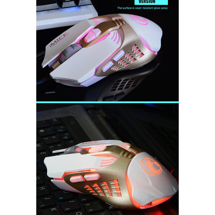 iMICE V5 USB 7 Buttons 4000 DPI Wired Optical Colorful Backlight Gaming Mouse for Computer PC Laptop, V5 (White)