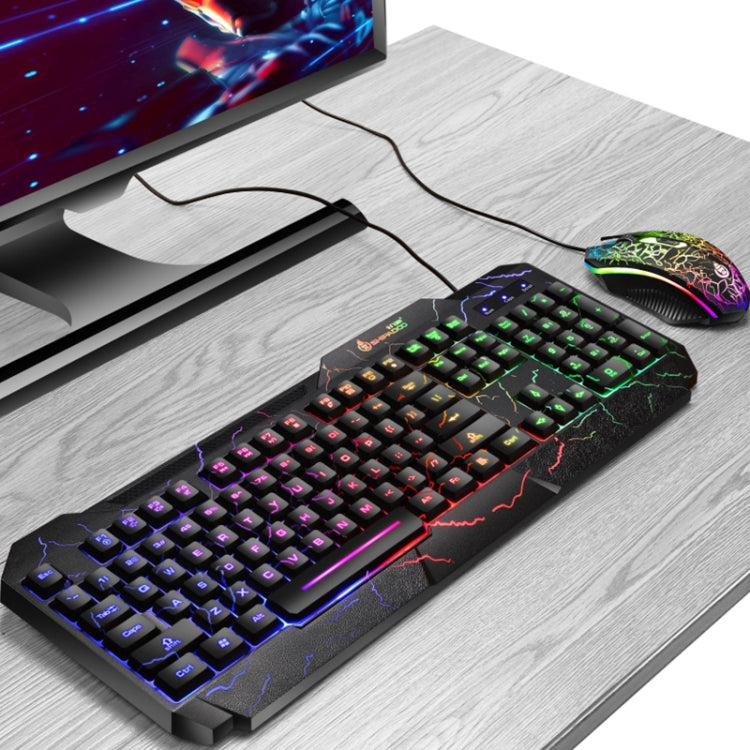 SHIPADOO D620 104-key Wired RGB Color Cracked Backlight Gaming Keyboard Mouse Kit for Laptop, PC
