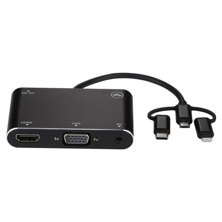 3 в 1 8-контактный + Micro USB + Type-C в AV + HDMI + VGA 15-контактный адаптер-конвертер для HD-плеера со звуком