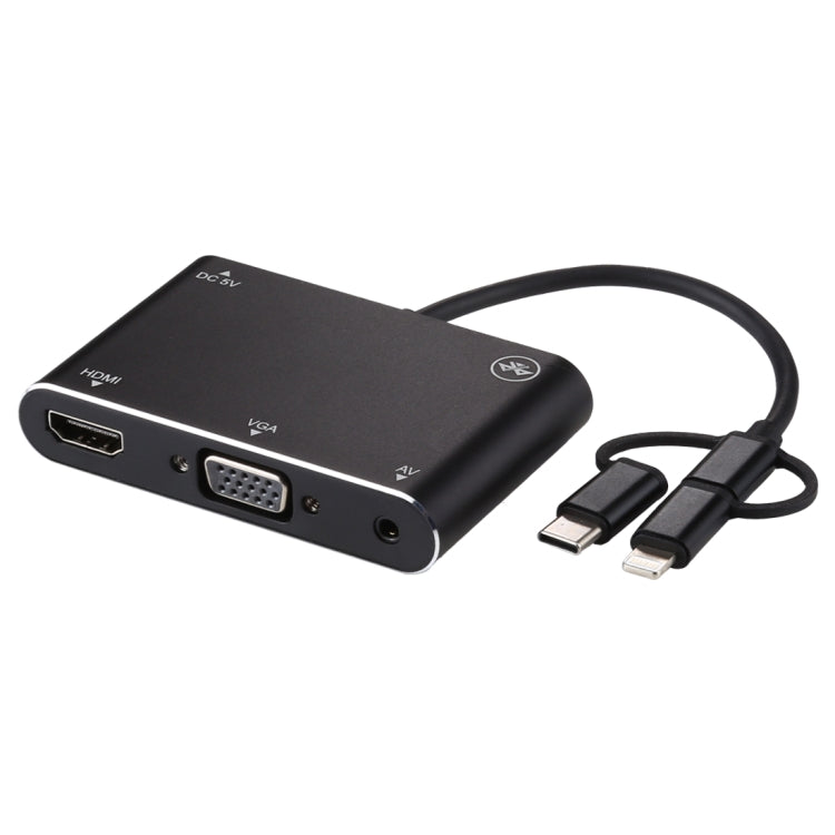 3 в 1 8-контактный + Micro USB + Type-C в AV + HDMI + VGA 15-контактный адаптер-конвертер для HD-плеера со звуком