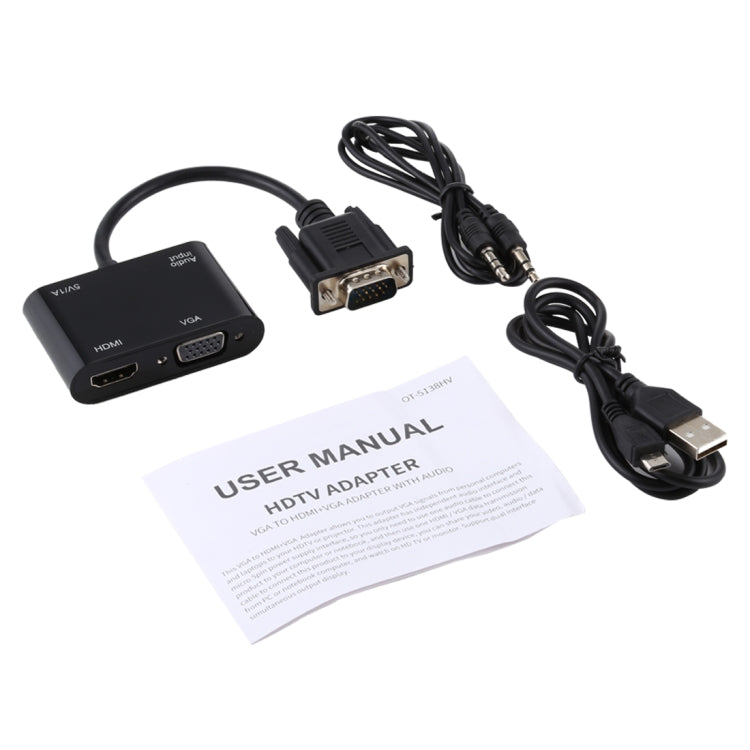 2 в 1 VGA - HDMI + VGA 15-контактный HDTV-адаптер-конвертер со звуком