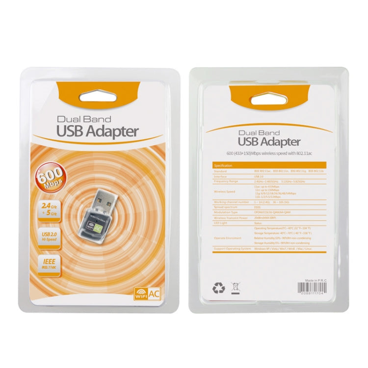 Двухдиапазонный USB-WIFI-адаптер переменного тока 600 Мбит/с