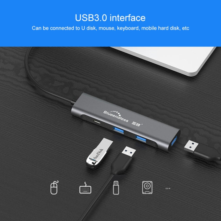 Blueendless 4 в 1 многофункциональная док-станция расширения Type-C / USB-C на HDMI + PD + Dual USB 3.0 HUB