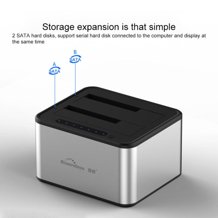 Док-станция для жёстких дисков Blueendless 2,5/3,5 дюйма SATA USB 3.0 с двумя отсеками и функцией автономного копирования