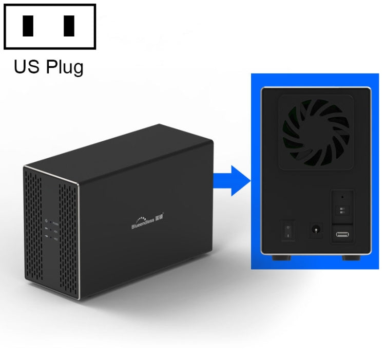 Внешний корпус для комбинированного RAID-массива Blueendless Type-C/USB-C с 3,5-дюймовым отсеком и двумя отсеками для жестких дисков