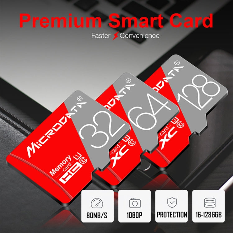 Карта памяти Microdata 128 ГБ Class10, красно-серая, TF (Micro SD)
