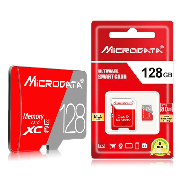 Карта памяти Microdata 128 ГБ Class10, красно-серая, TF (Micro SD)