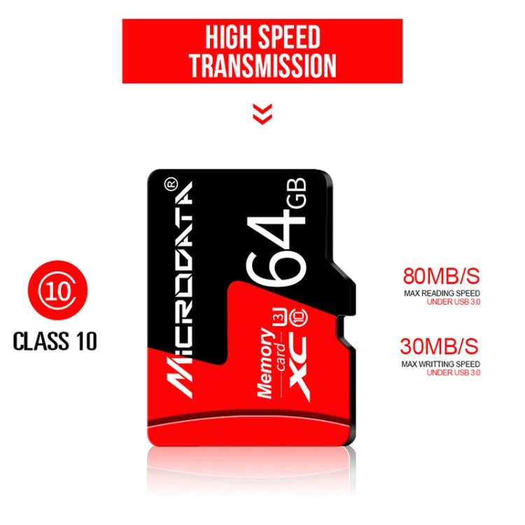 Карта памяти Microdata 32 ГБ U1 красно-черная TF (Micro SD)