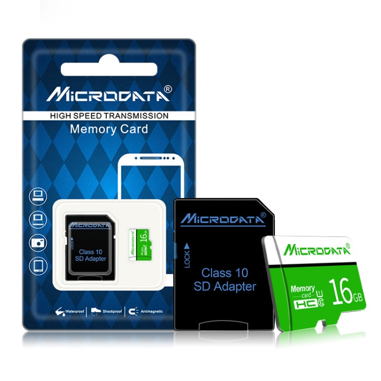 Карта памяти Microdata 16 ГБ U1 зелено-белая TF (Micro SD)
