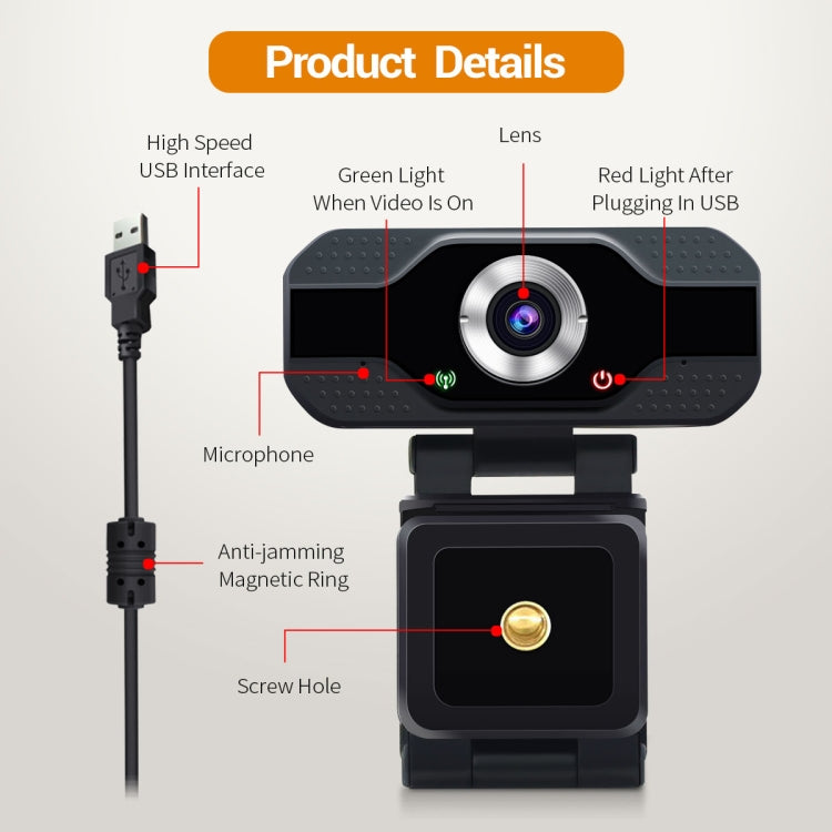 Веб-камера ESCAM PVR006 HD 1080P USB2.0 HD с микрофоном для ПК