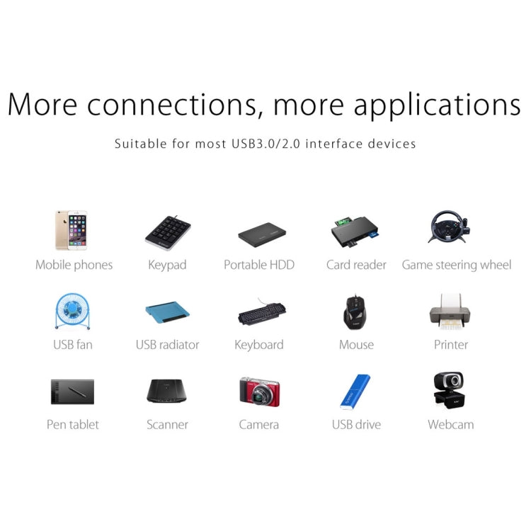 ORICO W5P-U3-30 настольный концентратор USB 3.0 на 4 порта с кабелем Micro USB 30 см