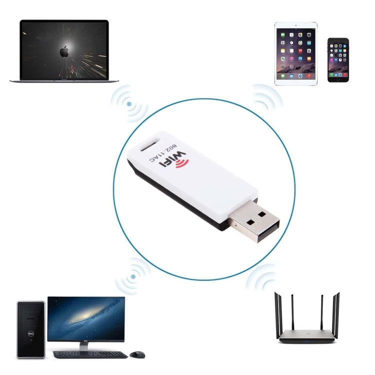 Двухдиапазонный беспроводной USB-адаптер WiFi 802.11ac с поддержкой 2,4 ГГц / 5 ГГц
