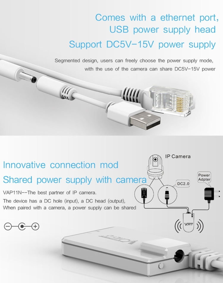VONETS VAP11N Mini WiFi 300 Мбит/с повторитель WiFi-моста, лучший партнер для IP-устройств / IP-камер / IP-принтеров / XBOX / PS3 / IPTV / Skybox
