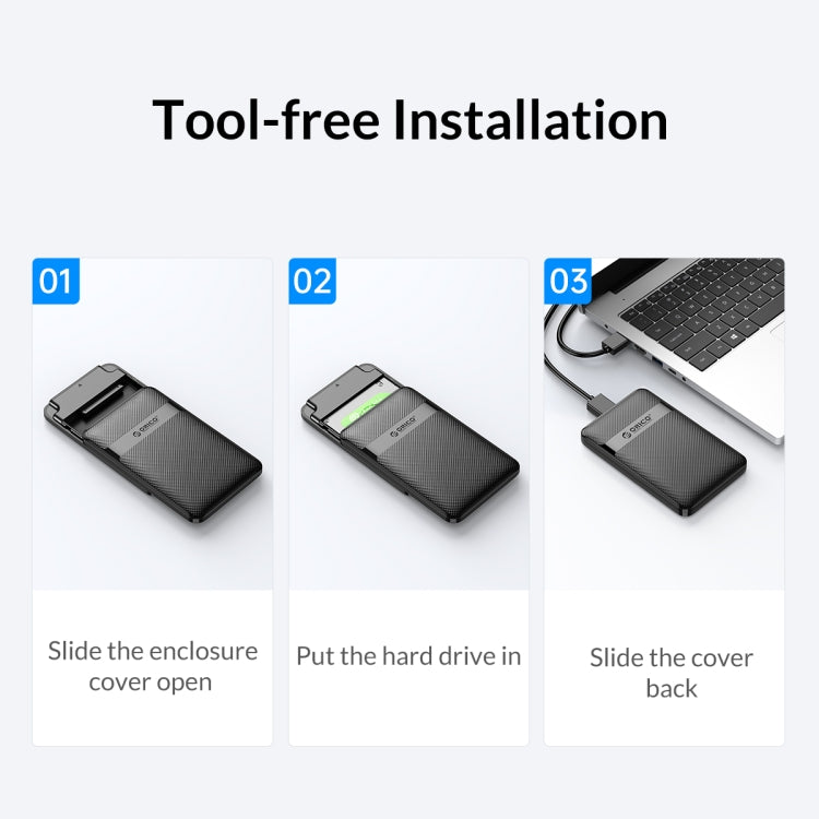 ORICO 2577U3-V1 Grid Texture Design 2.5 inch USB3.0 Micro-B Hard Drive Enclosure Box