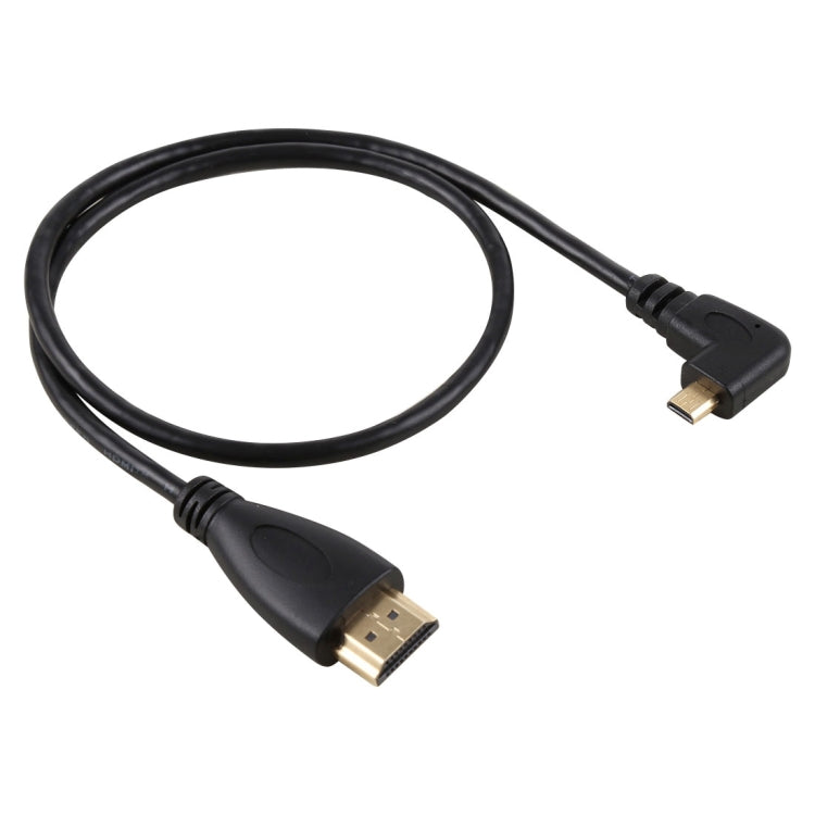 50 cm 4K HDMI vīriešu uz Micro HDMI taisnleņķa vīriešu apzeltīts savienotāja adaptera kabelis