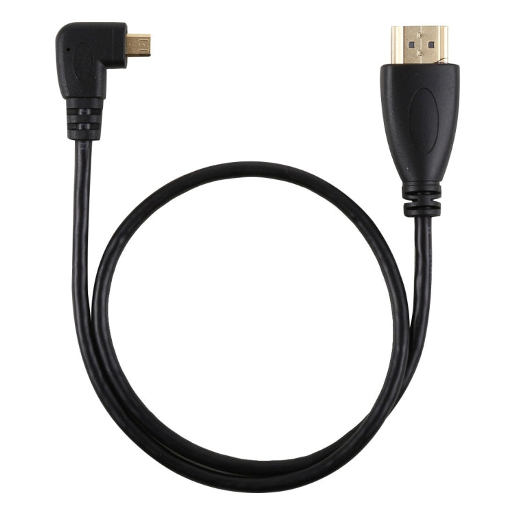 50 cm 4K HDMI vīriešu uz Micro HDMI taisnleņķa vīriešu apzeltīts savienotāja adaptera kabelis