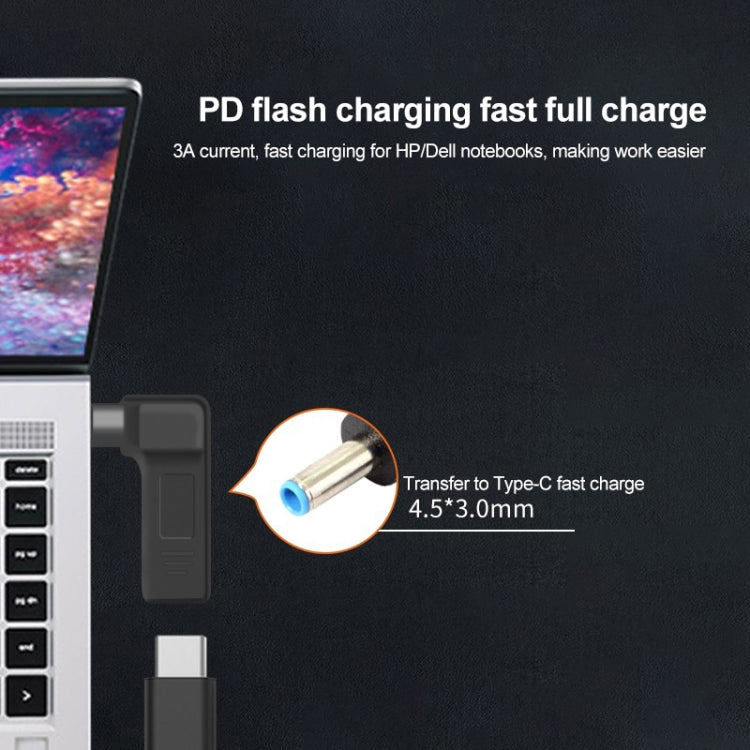 Угловой переходник USB-C/Type-C (мама) на штекер 4,5 x 3,0 мм