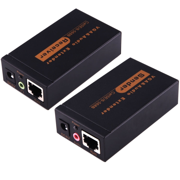 VGA & Audio Extender 1920x1440 HD 100m Cat5e / 6-568B Network Cable Sender Receiver Adapter
