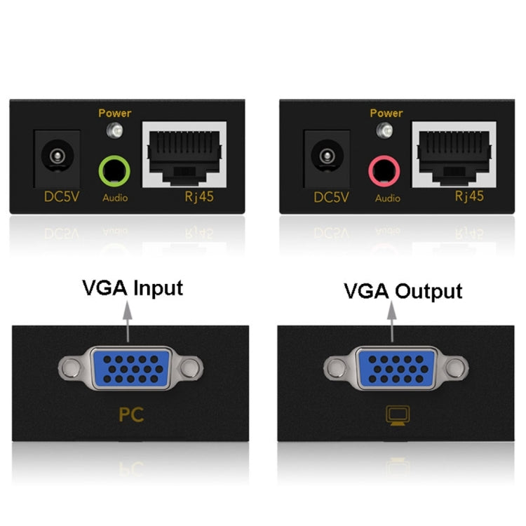 VGA & Audio Extender 1920x1440 HD 100m Cat5e / 6-568B Network Cable Sender Receiver Adapter
