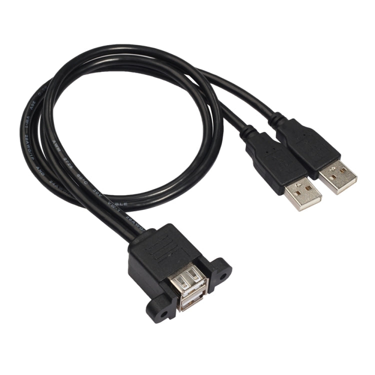 bk3507 Удлинительный кабель Dual USB 2.0 «папа» — Dual USB «мама» с отверстием для крепления, длина: 50 см