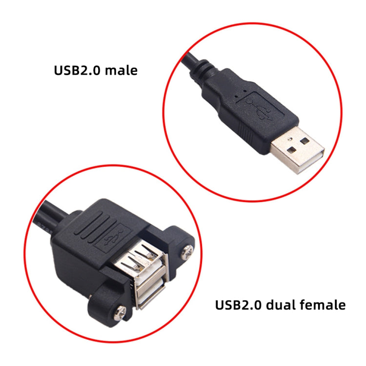 bk3507 Удлинительный кабель Dual USB 2.0 «папа» — Dual USB «мама» с отверстием для крепления, длина: 50 см
