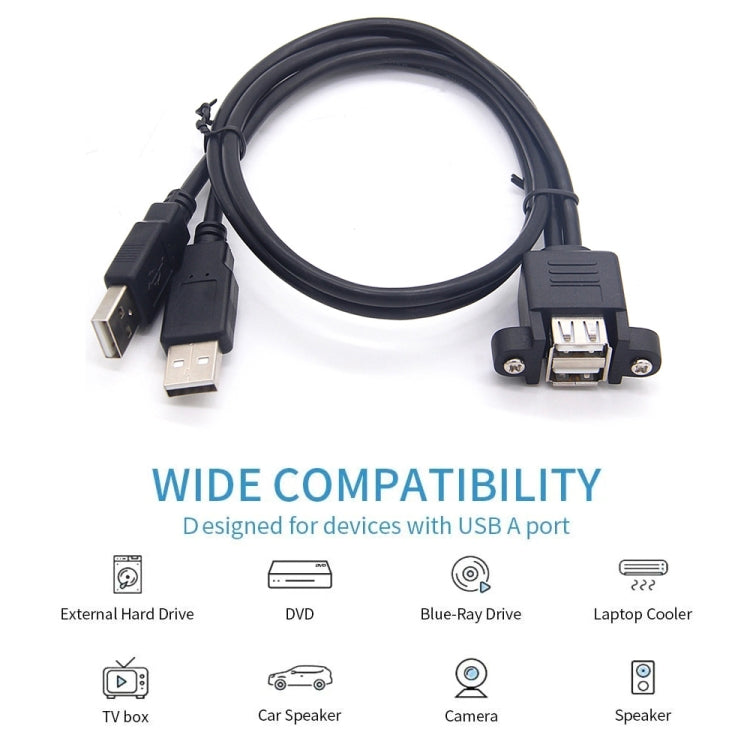 bk3507 Удлинительный кабель Dual USB 2.0 «папа» — Dual USB «мама» с отверстием для крепления, длина: 50 см