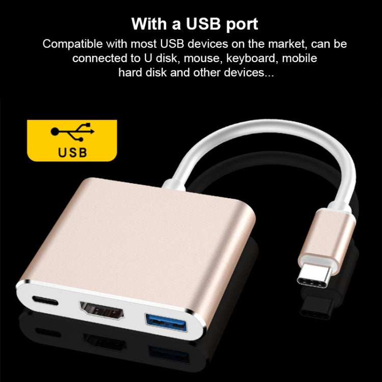 V125 UCB-C / Type-C Male to PD + HDMI + USB 3.0 Female 3 in 1 Converter