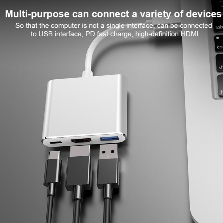 V125 UCB-C / Type-C Male to PD + HDMI + USB 3.0 Female 3 in 1 Converter