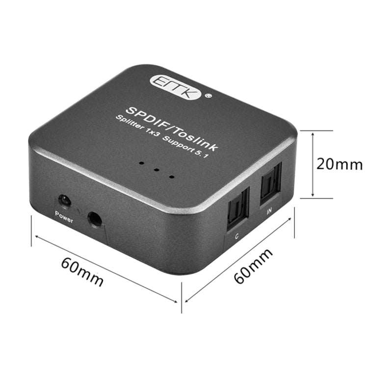 Цифровой оптический аудиоразветвитель SPDIF Toslink EMK 1 вход 3 выхода