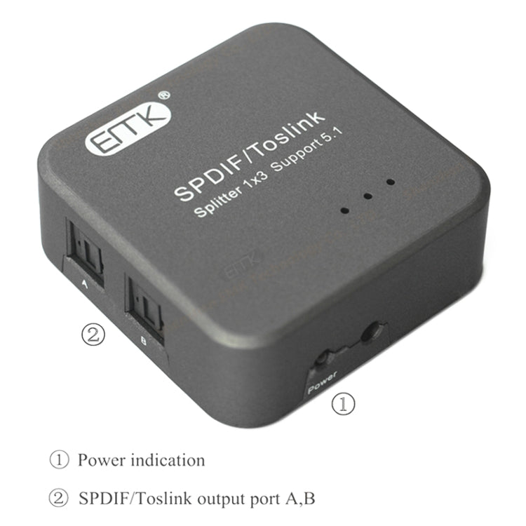 Цифровой оптический аудиоразветвитель SPDIF Toslink EMK 1 вход 3 выхода