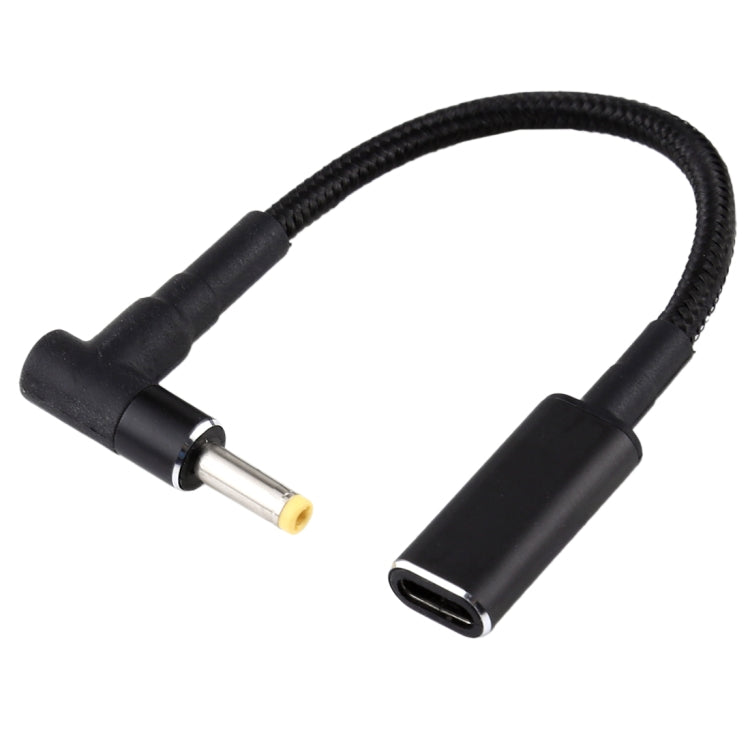 Кабель-адаптер с нейлоновой оплеткой 4,0 x 1,7 мм и угловым разъемом USB-C/Type-C