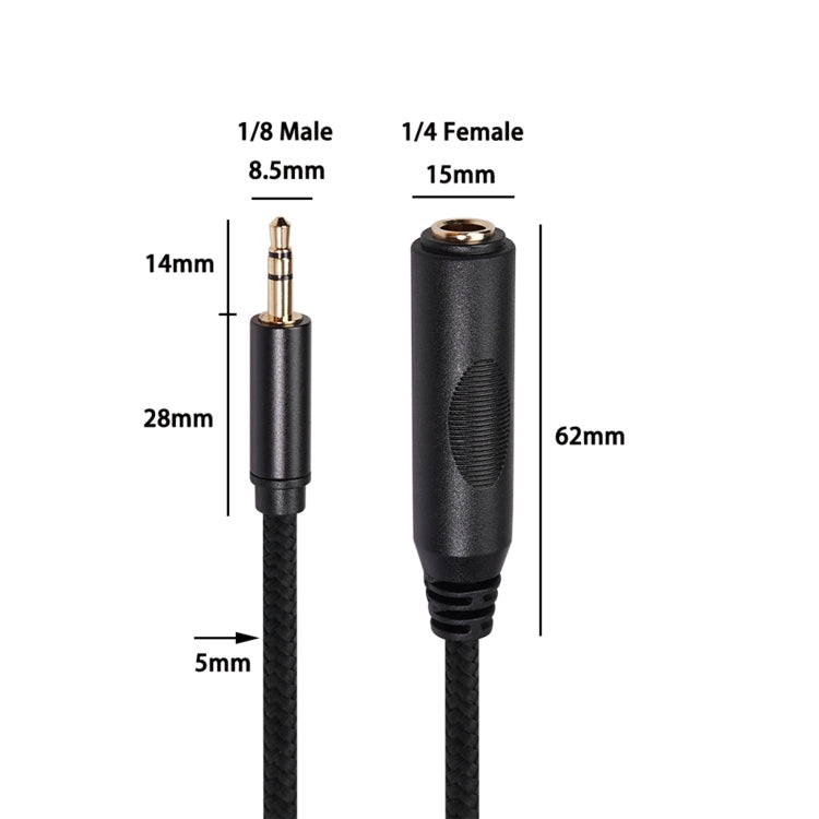 3662B 6,35 mm ligzdas uz 3,5 mm ligzdas audio adaptera kabelis, garums: 30 cm