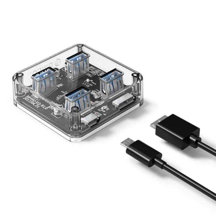 Прозрачный настольный концентратор ORICO MH4U-100 USB 3.0 с кабелем Micro USB 100 см