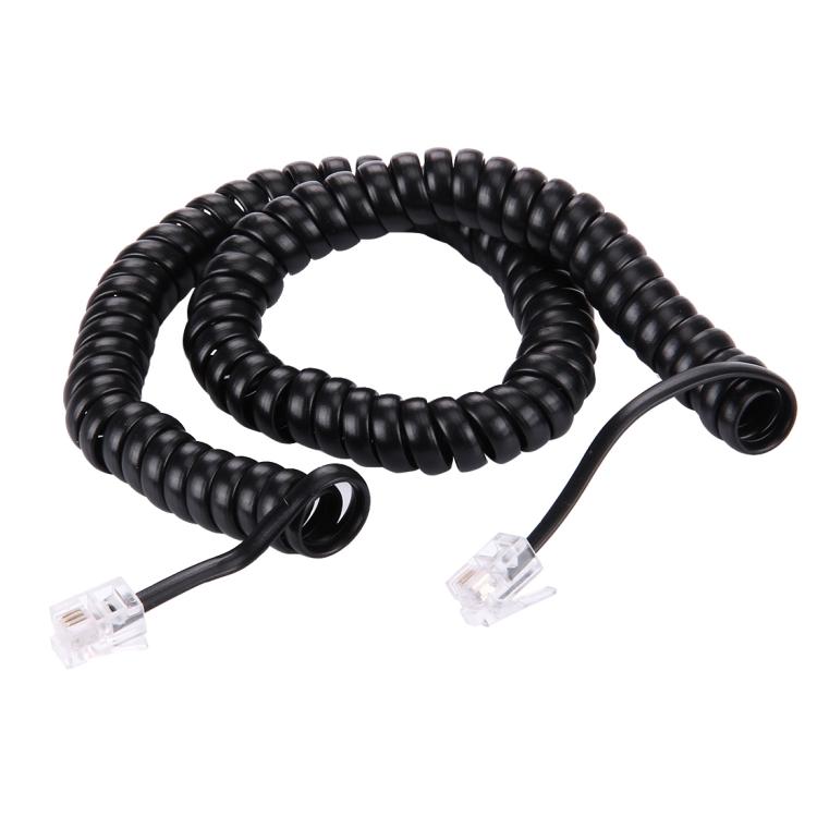 4 Core Male to Male RJ11 Spring Style Telephone Extension Coil Cable Cord Cable, Stretch Length: 5m