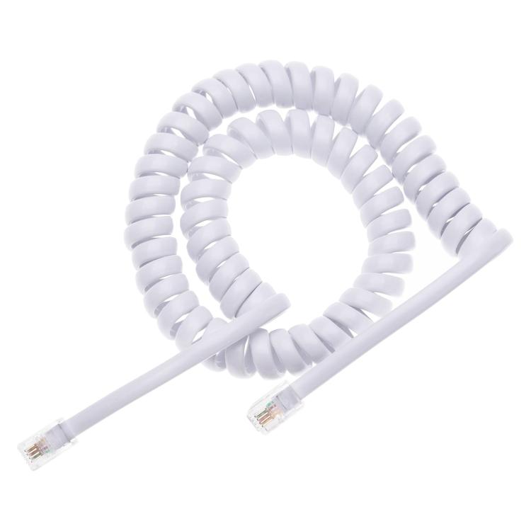 4 Core Male to Male RJ11 Spring Style Telephone Extension Coil Cable Cord Cable, Stretch Length: 5m