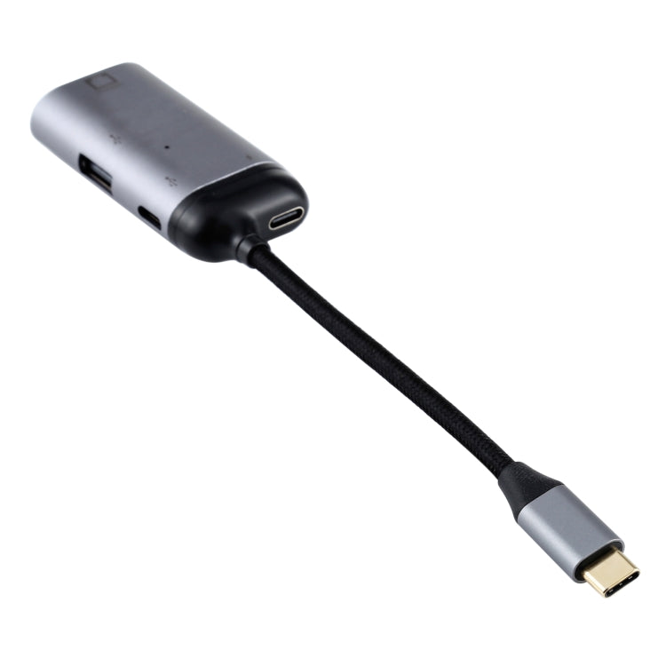 Type-C / USB-C Male to RJ45 Female + Type-C / USB-C Female + USB Female Adapter Converter