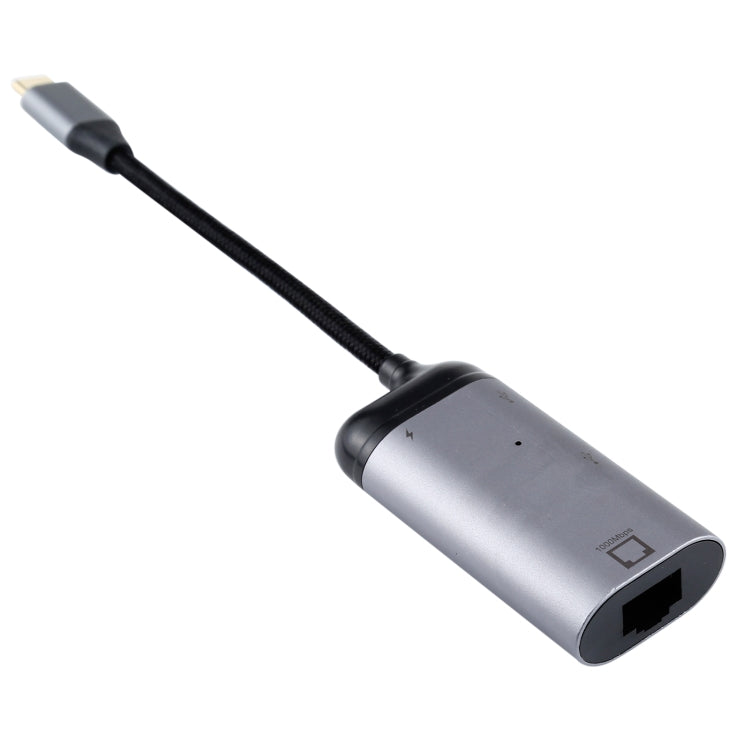 Type-C / USB-C Male to RJ45 Female + Type-C / USB-C Female + USB Female Adapter Converter